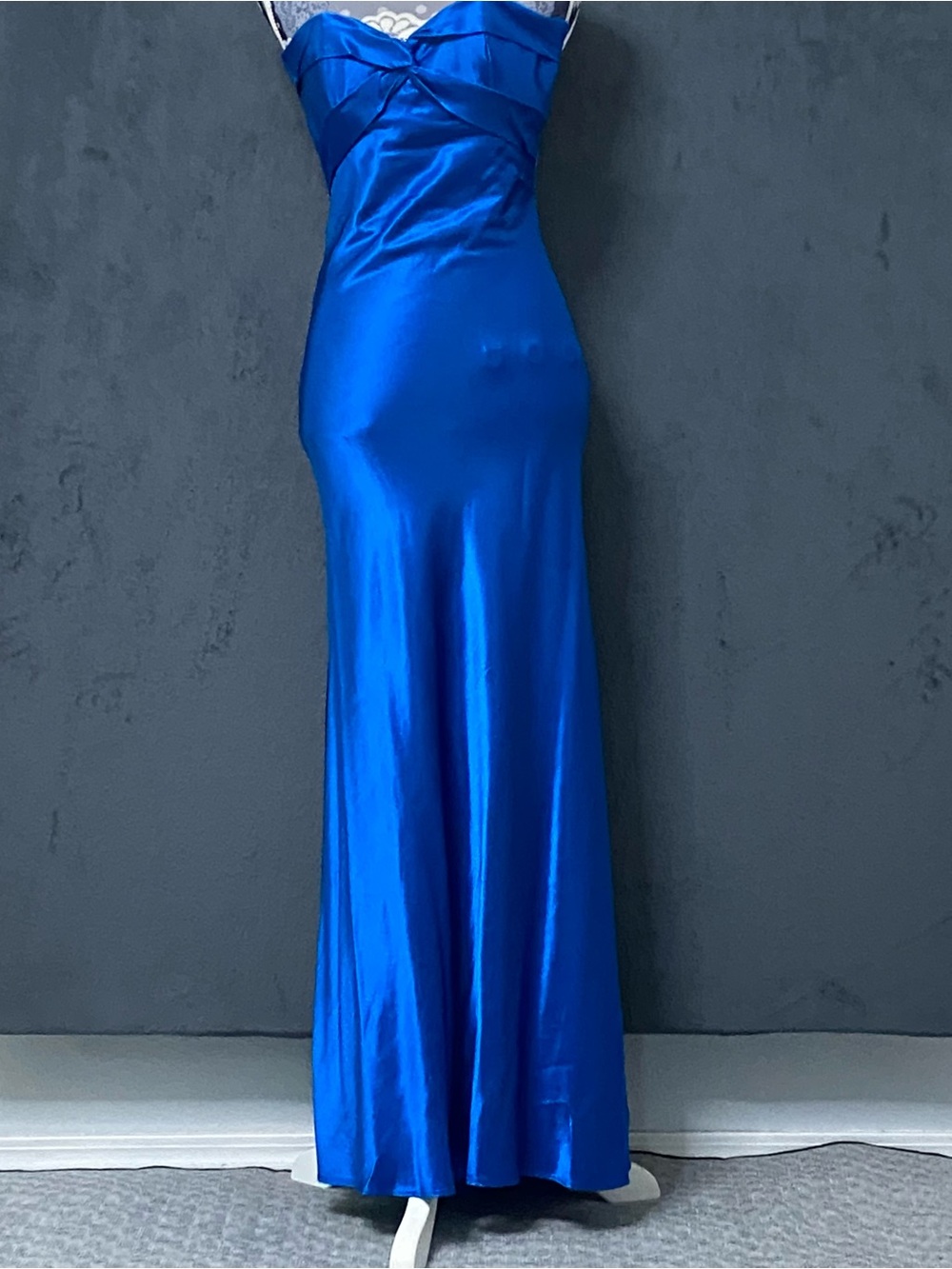 Jessica Mcclintock Maxi Dress Womens 4 Blue Satin Strapless Y2K 90s Prom Formal